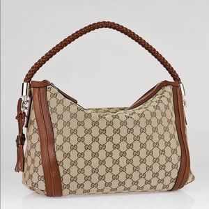GUCCI Beige/Brown GG Canvas Medium Bella Hobo Bag